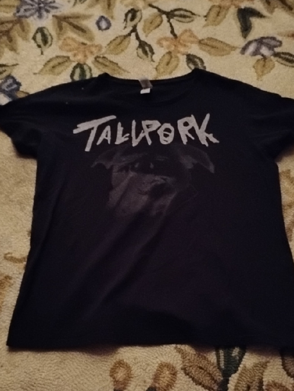 Gildan Black Tallpork Graphic Tee with Gray Print